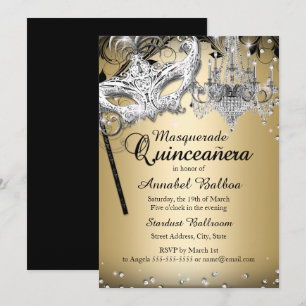 Invitation de Quinceanera Masquerade Chandeliers O