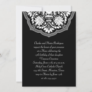 Invitation de Quinceanera, Motif latin blanc et no