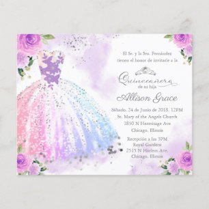 Invitation de Quinceanera pas cher espagnol coloré