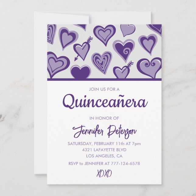 Invitation de quinceañera pour la Saint-Valentin c (Devant)