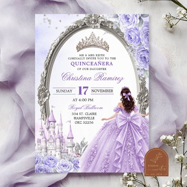 Invitation de Quinceanera Princesse Violette de Co (Créateur téléchargé)