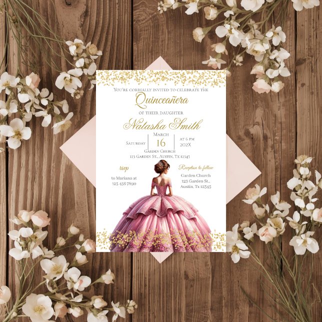 Invitation de Quinceanera rose (Créateur téléchargé)