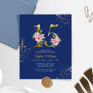 Invitation de Quinceañera Rose et Bleu Royal de Bu