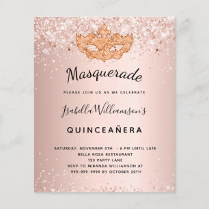 Invitation de Quinceanera rose gold Masquerade