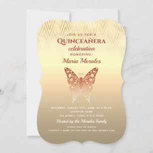 Invitation de Quinceanera Rose Gold Pailletée