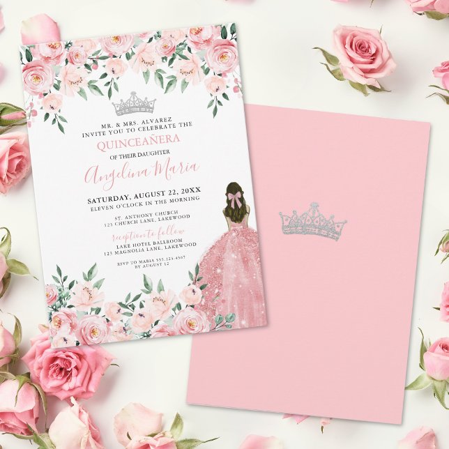 Invitation de Quinceanera rose pâle (Blush Pink Quinceanera Invitation)