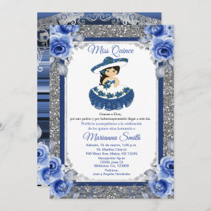 Invitation de Quinceañera, Rose royale bleue