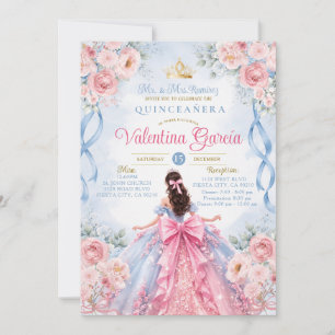 Invitation de Quinceañera Roses Bleu Rose