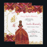 Invitation de Quinceañera rouge et or<br><div class="desc">Invitation de Quinceañera rouge et or</div>