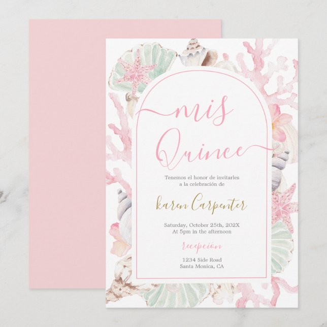 Invitation de Quinceanera sur la Plage (Devant / Derrière)