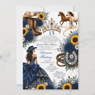 Invitation de Quinceañera Vaquera Rose Tournesol B