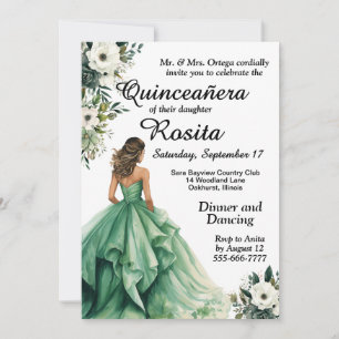 Invitation de Quinceanera vert émeraude