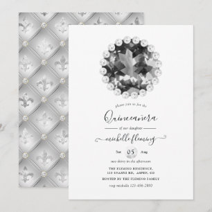 Invitation de Quinceañera vintage noir et blanc