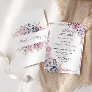 Invitation de Quinceanera Violette pour Anniversai
