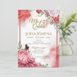 Invitation de Quincenera en espagnol Boho