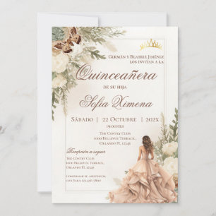 Invitation de Quincenera en espagnol Boho