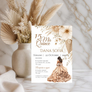 Invitation de Quincenera en espagnol Boho