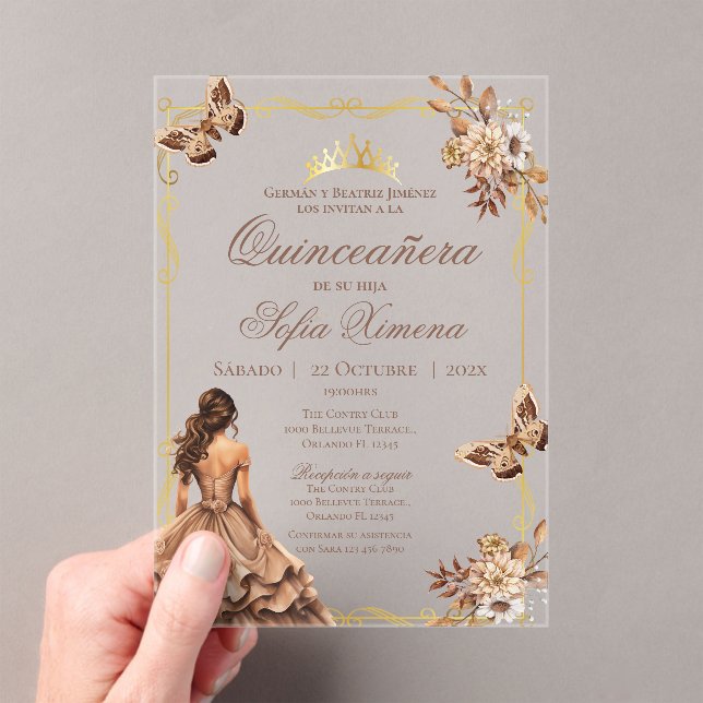 Invitation de Quincenera en espagnol Boho (In situ (ordinateur de poche))