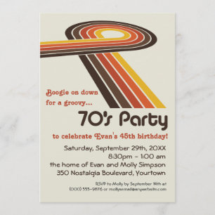 Invitation De rayures partie super les années 70