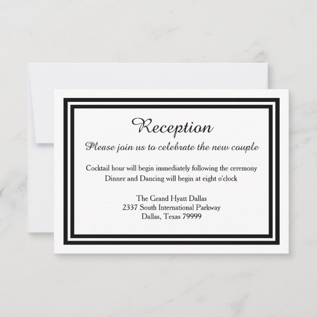 Invitation de réception avec garniture noire doubl (Devant)