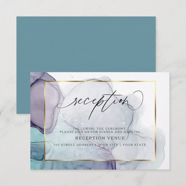 Invitation de réception chic encre plum pourpre sa (Devant / Derrière)