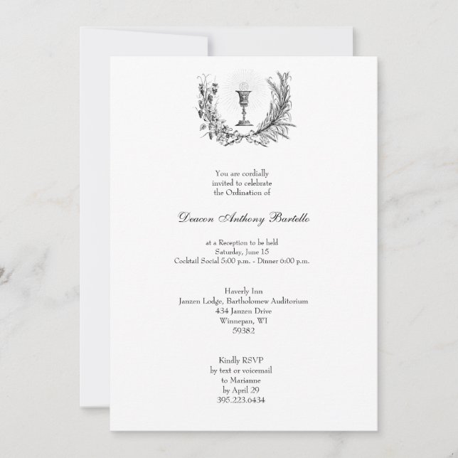 Invitation de réception de l'ordre du prêtre de di (Devant)