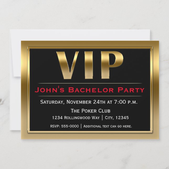 Invitation de réception de luxe VIP Black & Gold (Devant)