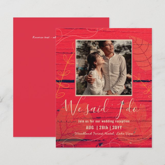 Invitation de réception de mariage à petit budget  (Devant / Derrière)