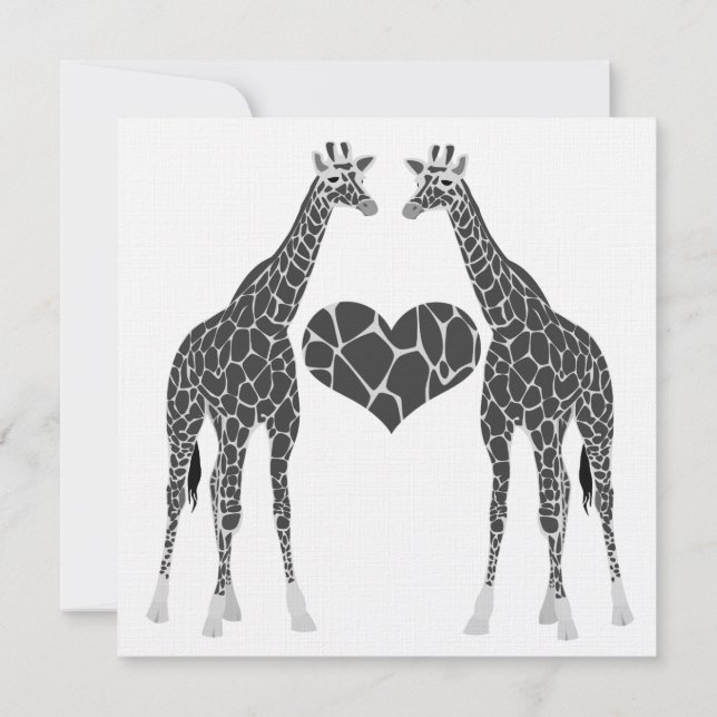 Invitation de réception de mariage amour girafe (Dos)