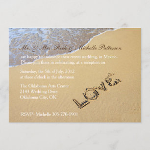 Invitation de réception de mariage après la plage 