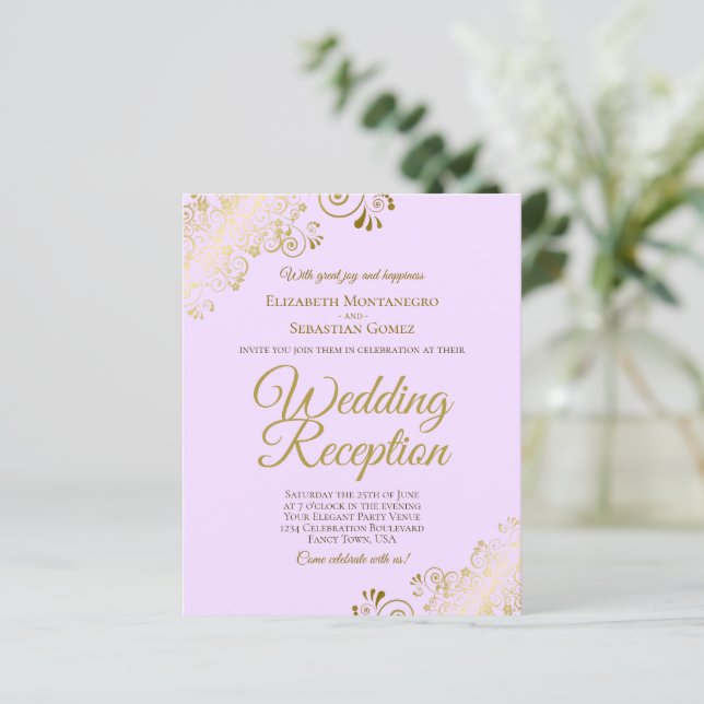 Invitation de réception de mariage au lilas et à l (Debout devant)