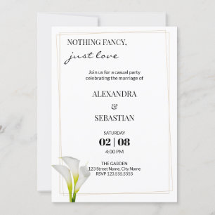 Invitation de réception de mariage au lys calla