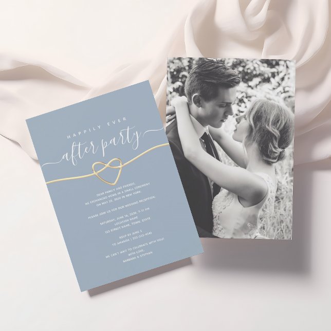 Invitation de réception de mariage bleu poussiéreu (Créateur téléchargé)