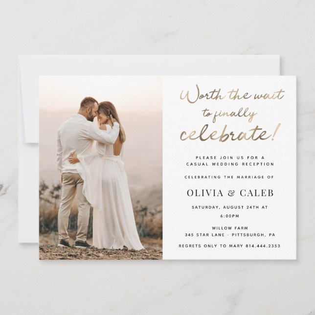 Invitation de réception de mariage Ça Vaut la Pein (Devant)