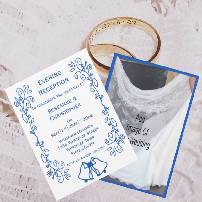 Invitation de réception de mariage Cloches Bleu Sa (Créateur téléchargé)