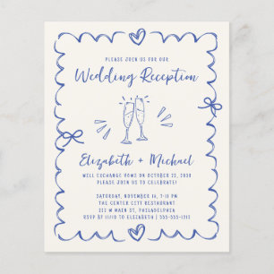 Invitation de réception de mariage Crème Bleu Capr