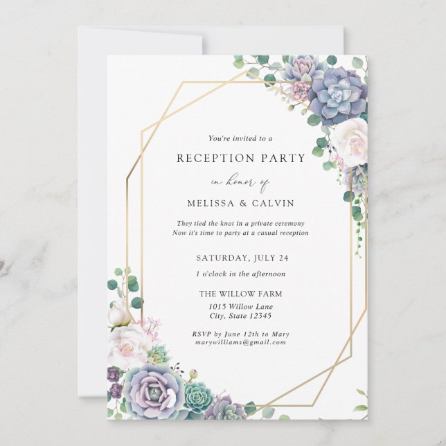 Invitation de réception de mariage décontractée Bo (Devant)