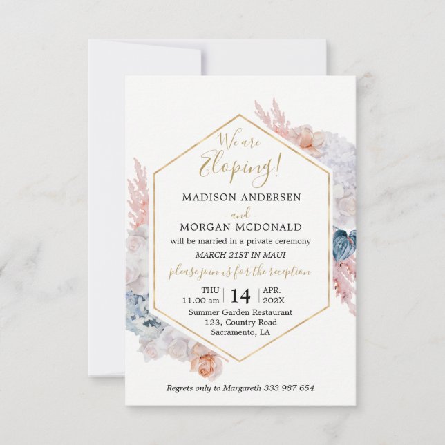 Invitation de réception de mariage en fuite floral (Devant)