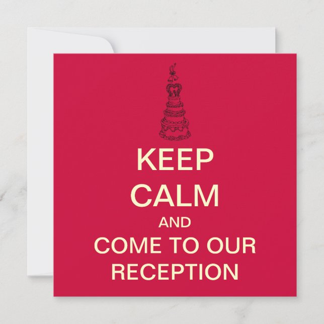 Invitation de réception de mariage KEEP CALM (Roug (Devant)