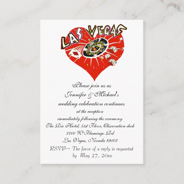 Invitation de réception de mariage Las Vegas (Devant)