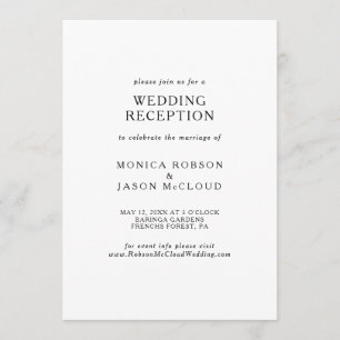 Invitation de réception de mariage minimaliste cla