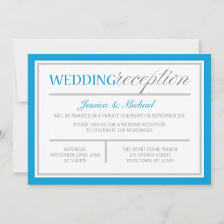 Invitation de réception de mariage moderne bleu et
