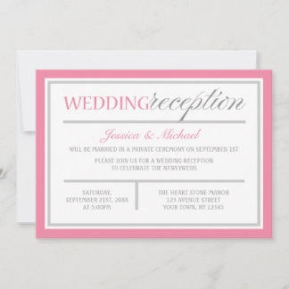 Invitation de réception de mariage moderne rose et