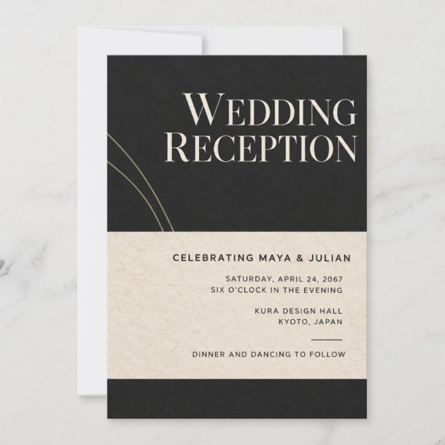Invitation de réception de mariage moderne Sumi ja (Devant)