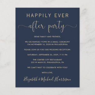 Invitation de réception de mariage Navy Gold Code 