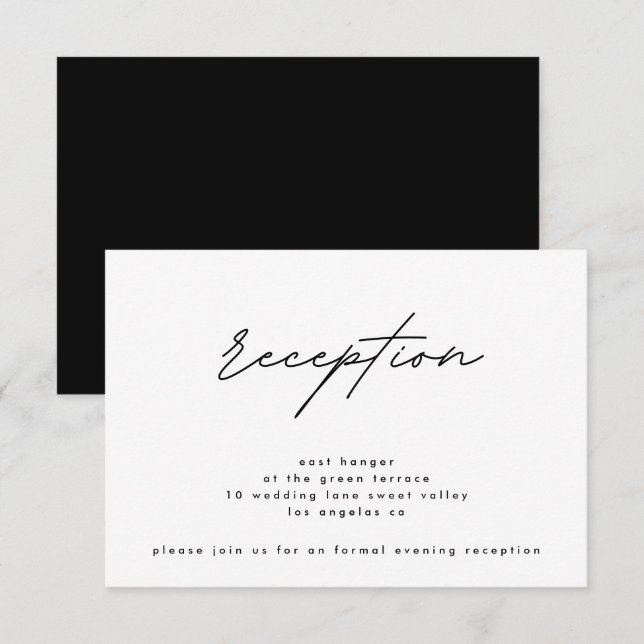 Invitation de réception de mariage noir et blanc s (Devant / Derrière)