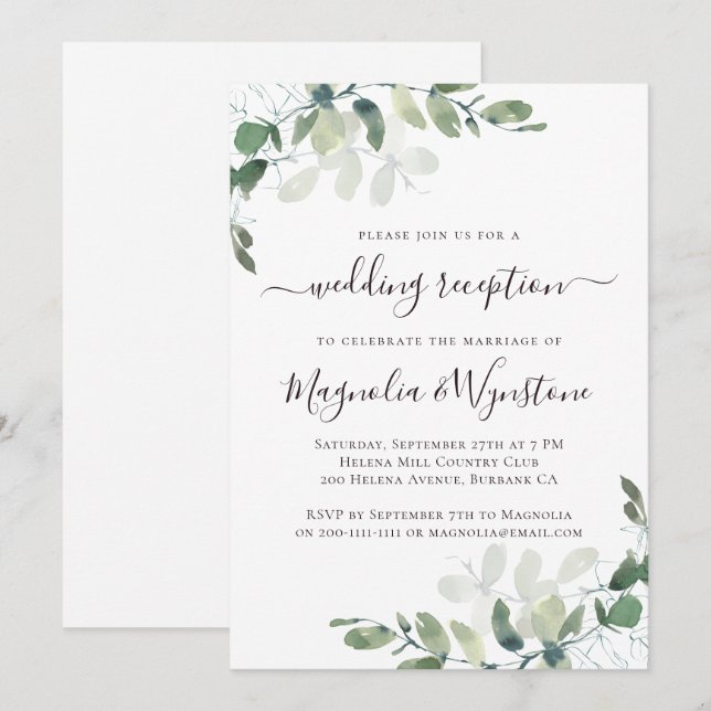 Invitation de réception de mariage rustique à la v (Devant / Derrière)