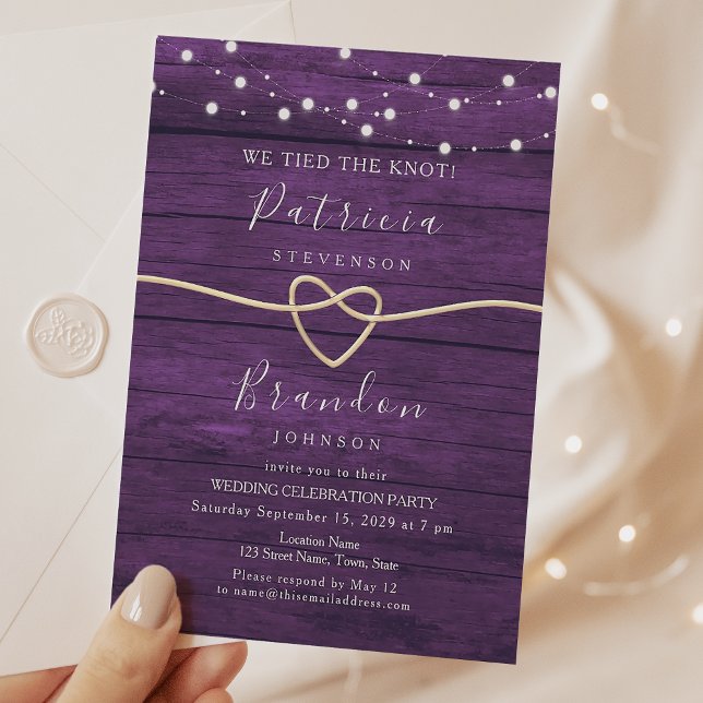 Invitation de réception de mariage rustique violet (Créateur téléchargé)