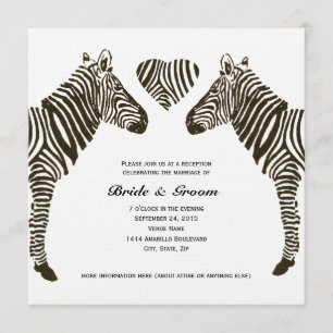 Invitation de réception de mariage Zebra Love