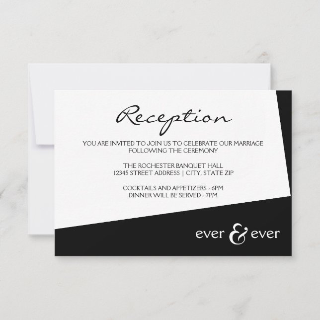 Invitation de réception Ever & Ever Black Angle (Devant)